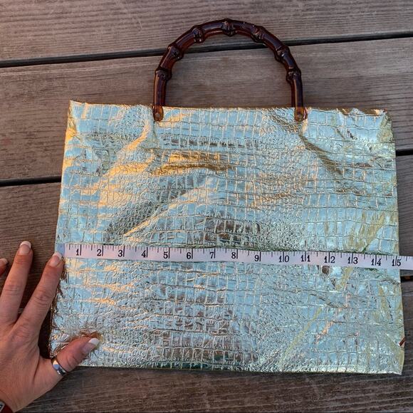 Vintage 60s Lady’s Pride Gold Foil Zipper Handbag - Picture 9 of 11